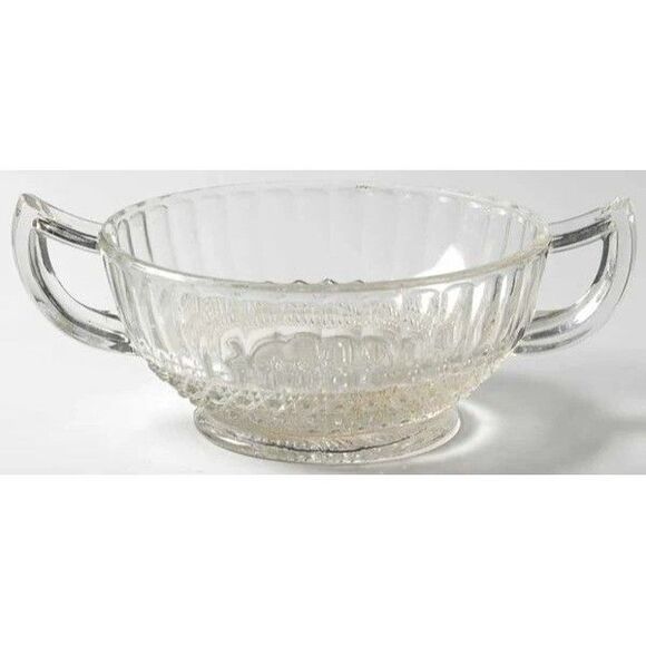 Imperial Glass Ohio Nappy Huckabee Round Clear Bowl Swirling Star Handle 5-inch - Picture 1 of 6